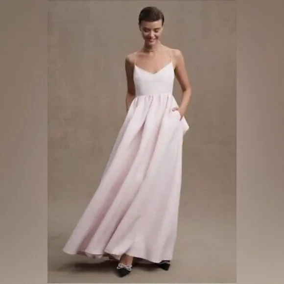 BHLDN Sachin & Babi Hadley V-Neck Back-Bow Empire Gown/ Size 4 - Picture 3 of 10